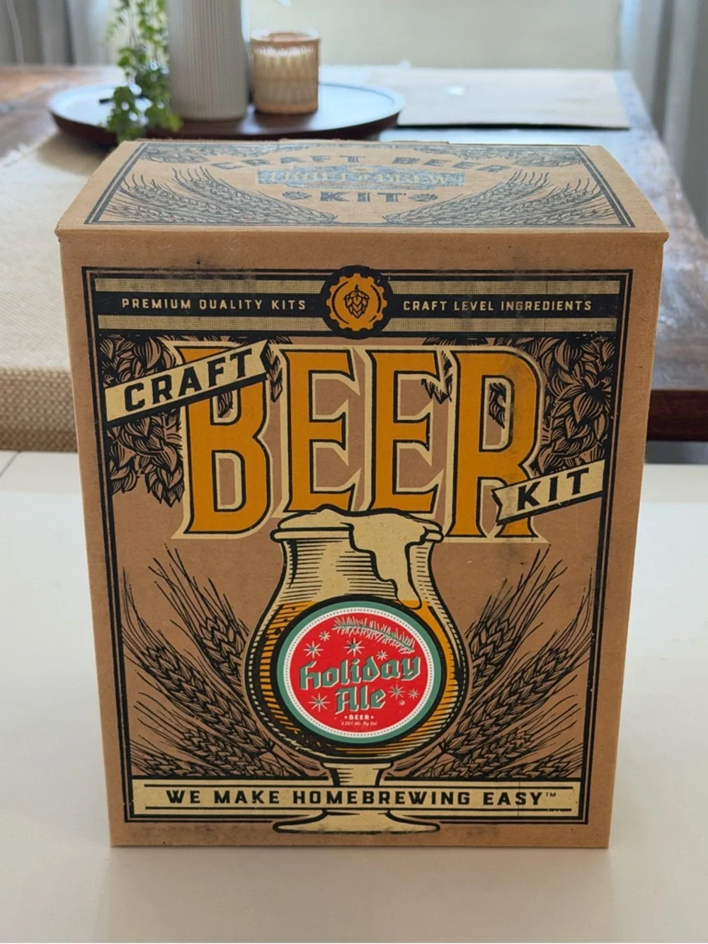 Craft Beer Kit Holiday Ale - Brown & Yellow Rustic Packaging- NWT!